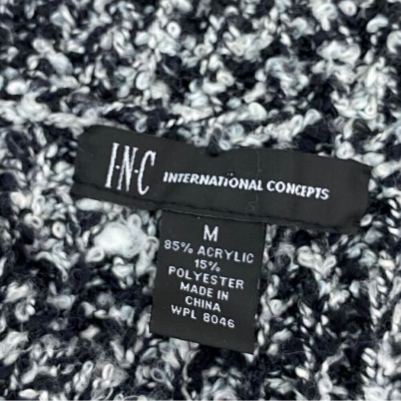 INC International Concepts Boucle Knit Crop Cardigan Sweater Black White Medium - Picture 8 of 10